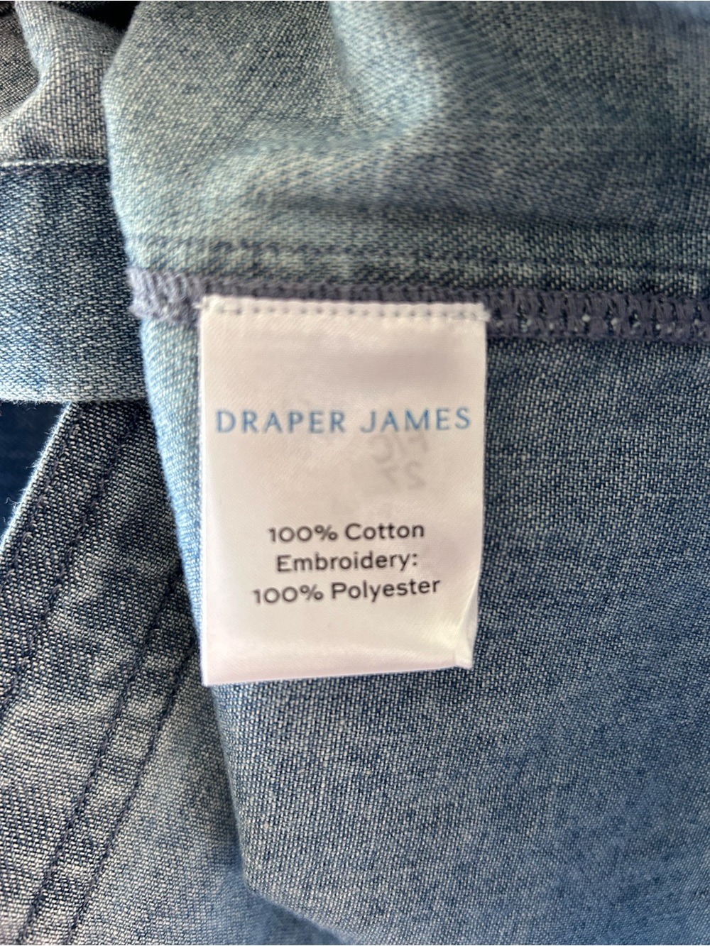 DRAPER JAMES Lynn Embroidered Cotton Denim Snap Front Shirt | Large - Picture 5 of 6